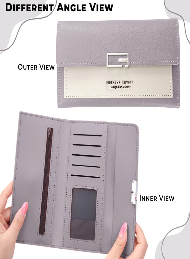 Kraptick Women's Wallet -Stylish and Compact Purse Clutch Wallet for Women, Stylish Card Coin Holder, Debit Card Holder, Money Organizer and Travel Wallet for Women with 13 Slots (Purple) - Image 2